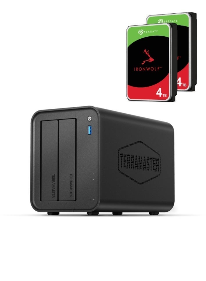 TERRAMASTER F2-425 2-Bay NAS Storage – Intel x86 Quad-Core CPU, 4GB RAM, 2.5GbE LAN, Network Attached Storage Multimedia Server for Home Users | 8TB Bundle (2 X 4TB Seagate IronWolf) - Image 1